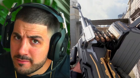 NICKMERCS next to his PKM Class in Call of Duty: Warzone